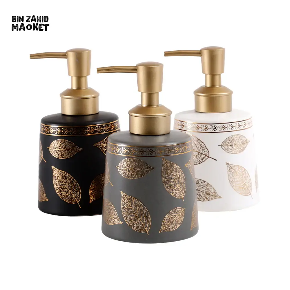 SERENITY CERAMIC SOAP & LOTION DISPENSER ELEGANT BATHROOM COUNTERTOP ACCESSORY - Image 2
