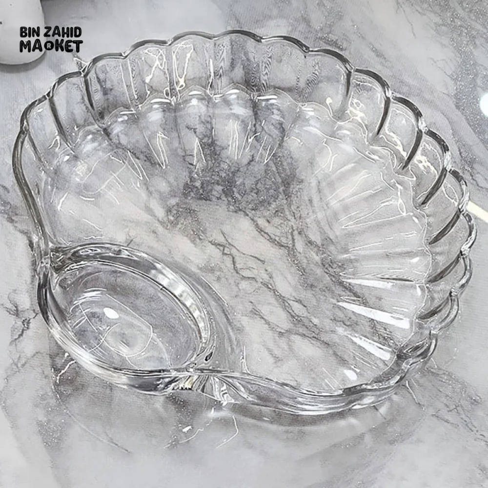 SHELL DISH TRANSPARENT DUMPLING PLATE WITH VINEGAR DISCS SUSHI SNACK PLATE - Image 3