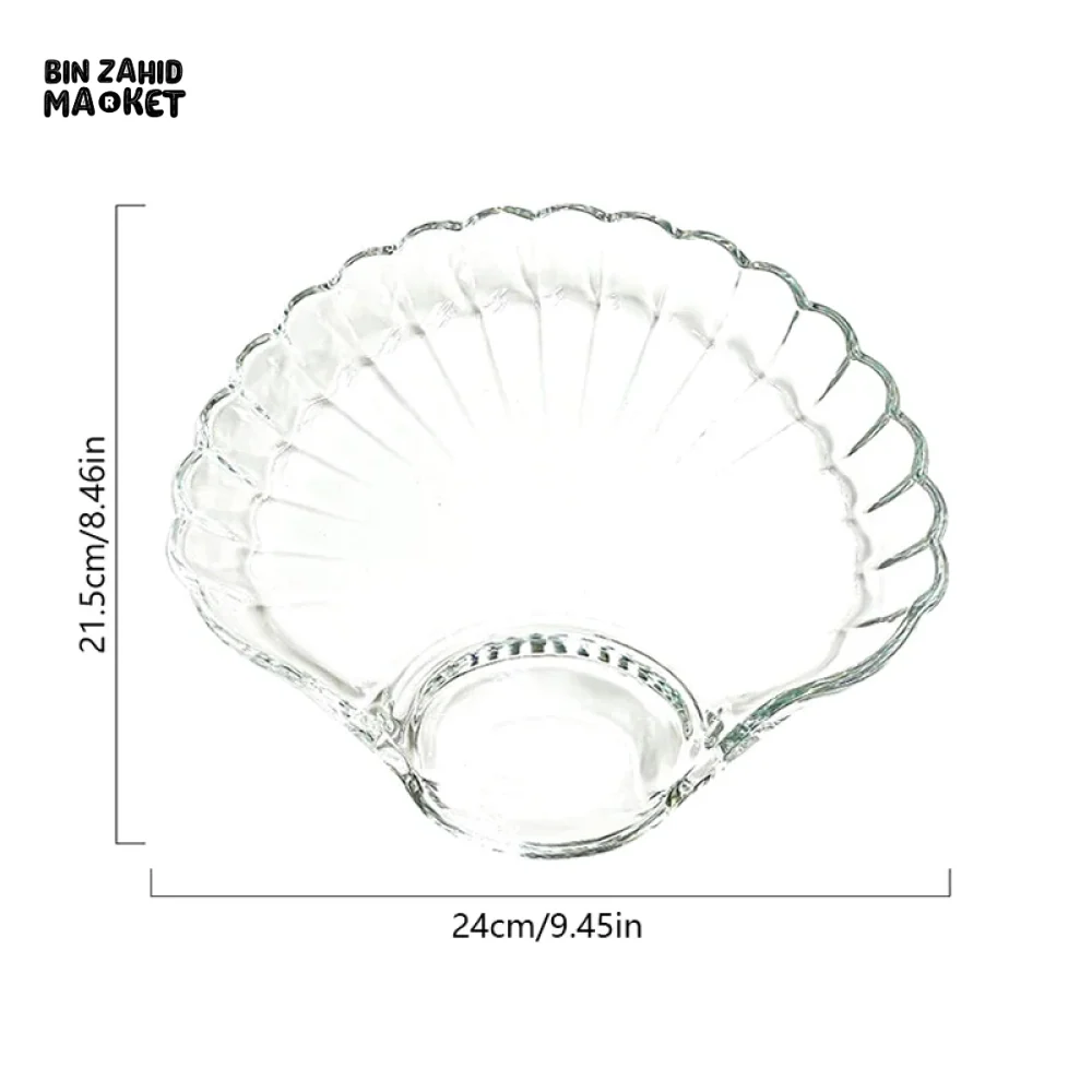 SHELL DISH TRANSPARENT DUMPLING PLATE WITH VINEGAR DISCS SUSHI SNACK PLATE - Image 9