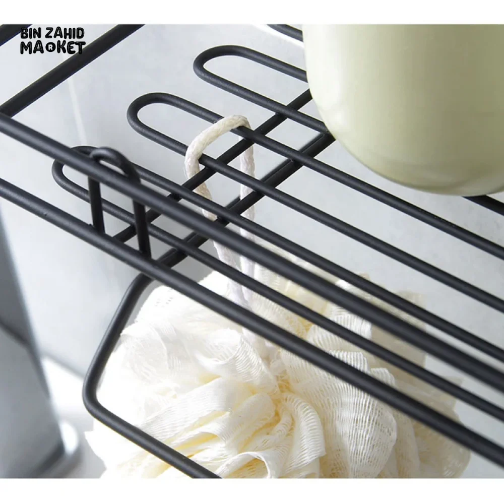 SHOWER CADDY CORNER BASKET STORAGE NO DRILL ADHESIVE ORGANIZER - Image 5