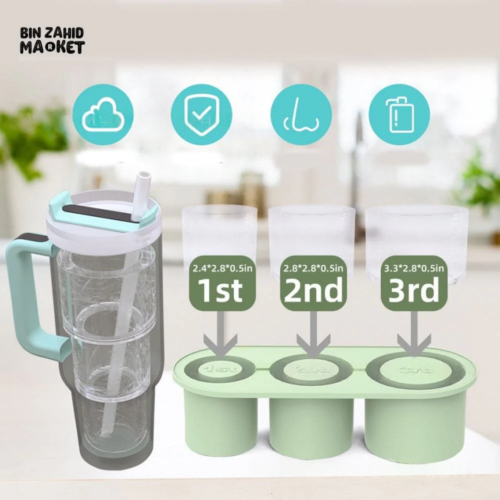 SILICONE CYLINDER ICE CUBE MOLD TRAY – ICE MAKER COMPATIBLE WITH 20-40 OZ STANLEY CUPS & TUMBLERS - Image 4