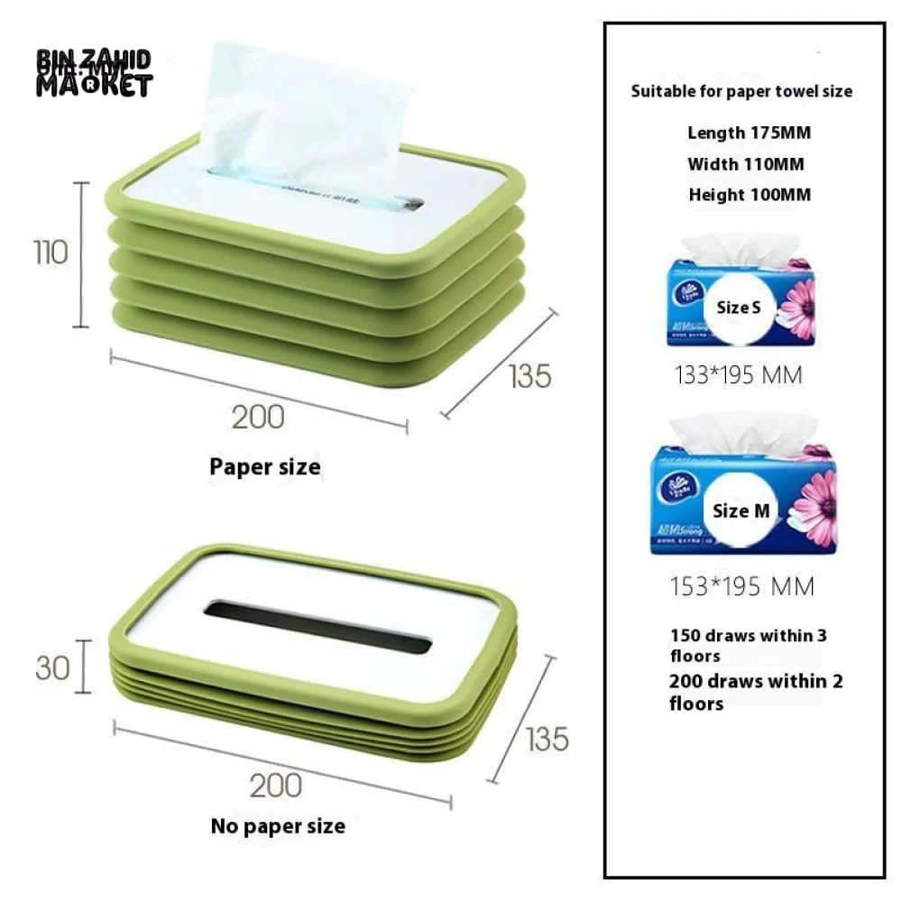 SILICONE TISSUE BOX – SELF-CLOSING MINIMALIST PAPER HOLDER FOR LIVING ROOM DINING & COFFEE TABLE - Image 10