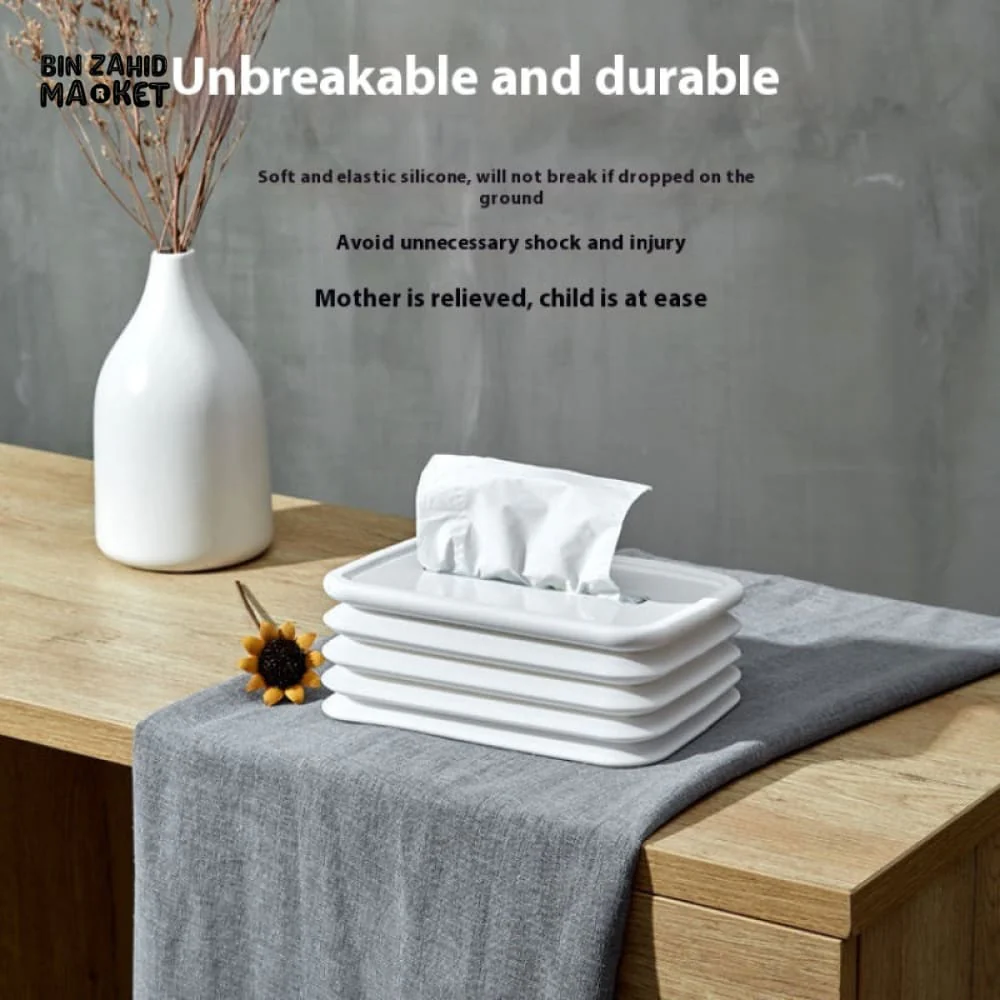 SILICONE TISSUE BOX – SELF-CLOSING MINIMALIST PAPER HOLDER FOR LIVING ROOM DINING & COFFEE TABLE - Image 6