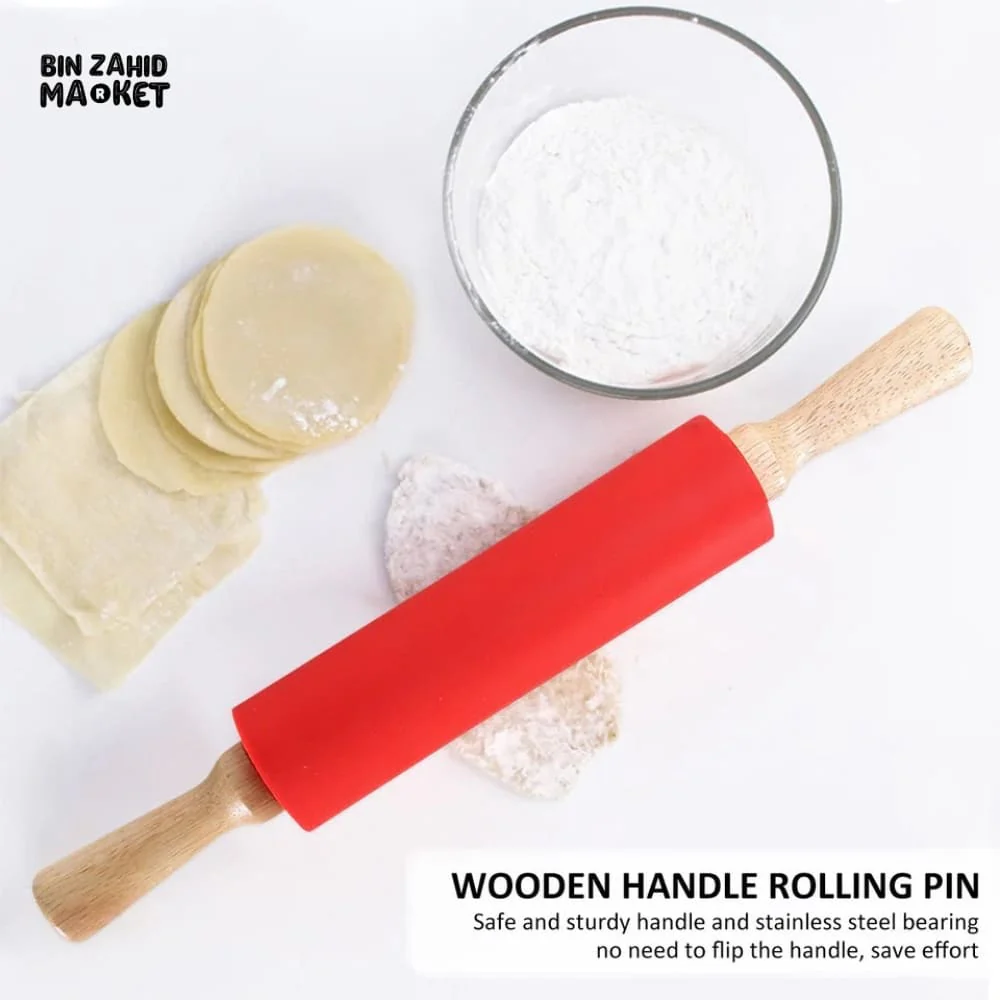 SILICONE WOODEN HANDLE ROLLING PIN - Image 10