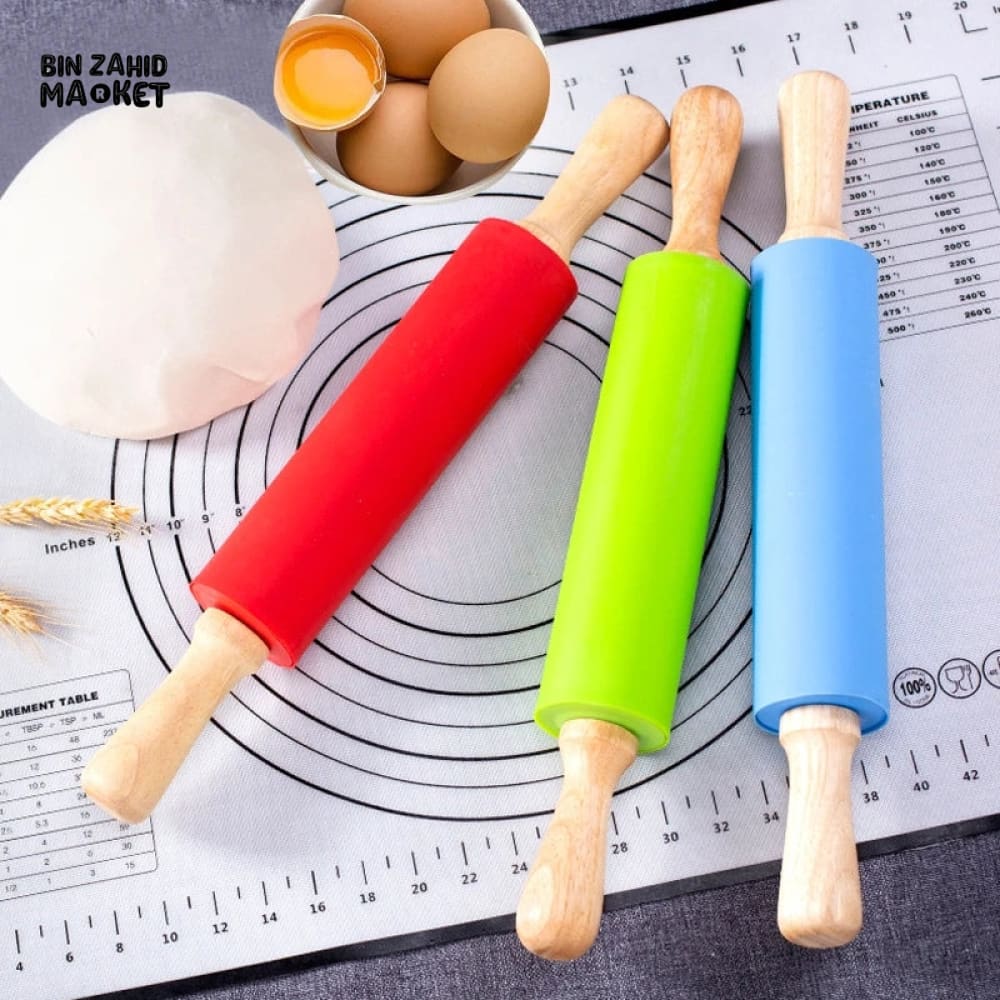 SILICONE WOODEN HANDLE ROLLING PIN - Image 3