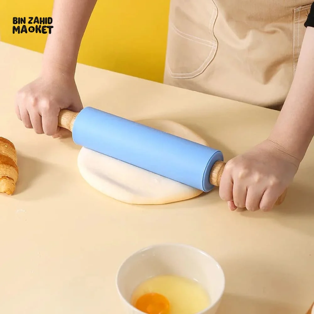 SILICONE WOODEN HANDLE ROLLING PIN - Image 4