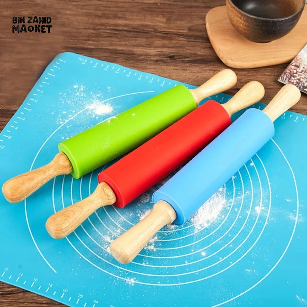 SILICONE WOODEN HANDLE ROLLING PIN - Image 5