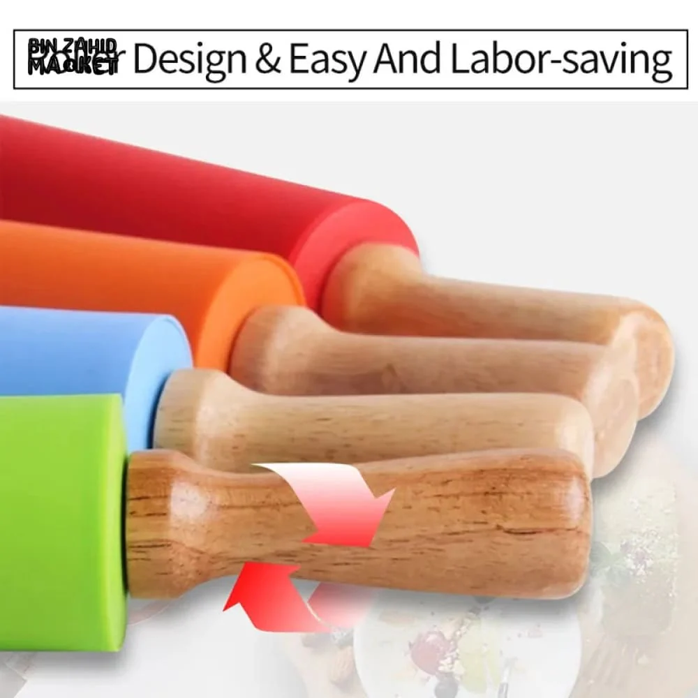 SILICONE WOODEN HANDLE ROLLING PIN - Image 9