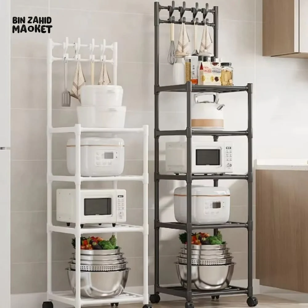 SLIM WHEELED STORAGE CART WITH HOOKS – TOOL-FREE SETUP - Image 3
