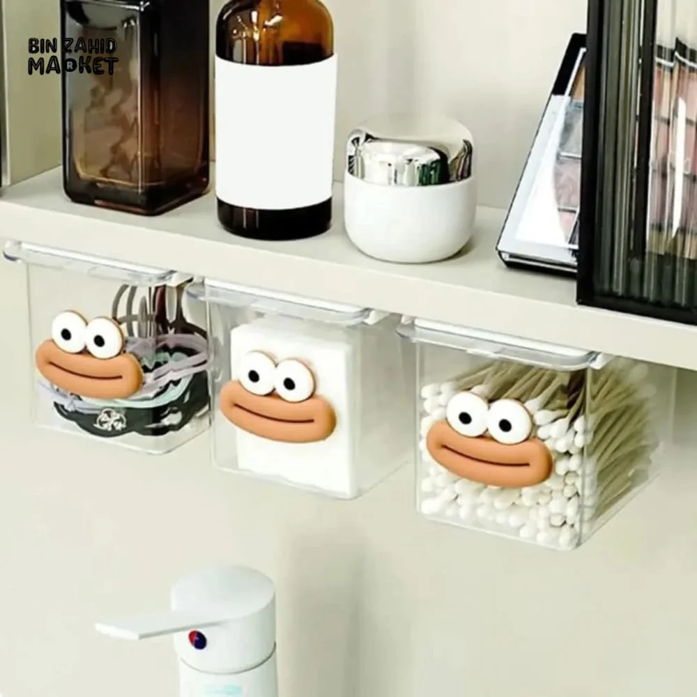 TRANSPARENT CARTOON MAKEUP COTTON STORAGE BOX WITH PULL-OUT SHELF - Image 2