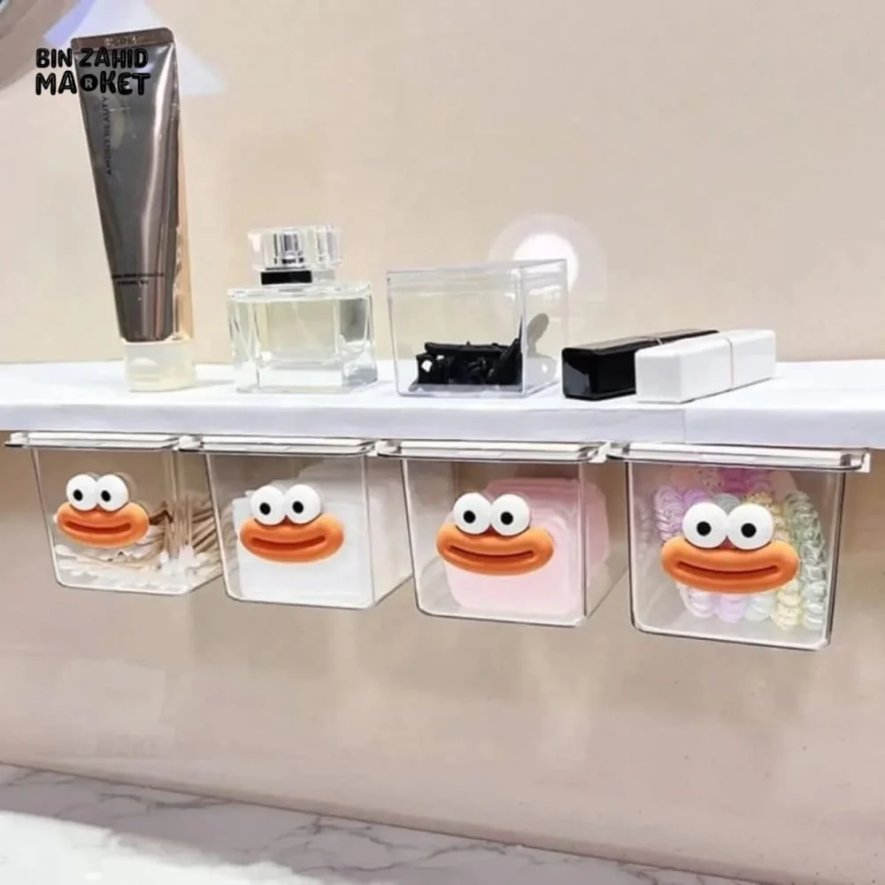TRANSPARENT CARTOON MAKEUP COTTON STORAGE BOX WITH PULL-OUT SHELF - Image 6
