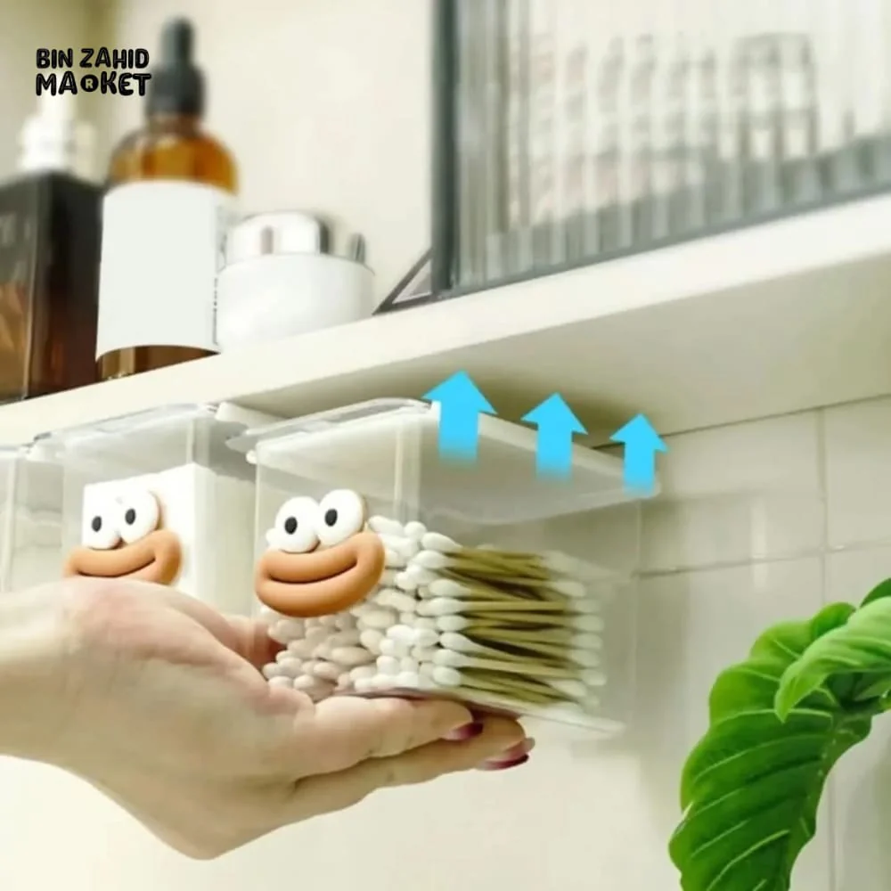 TRANSPARENT CARTOON MAKEUP COTTON STORAGE BOX WITH PULL-OUT SHELF - Image 7
