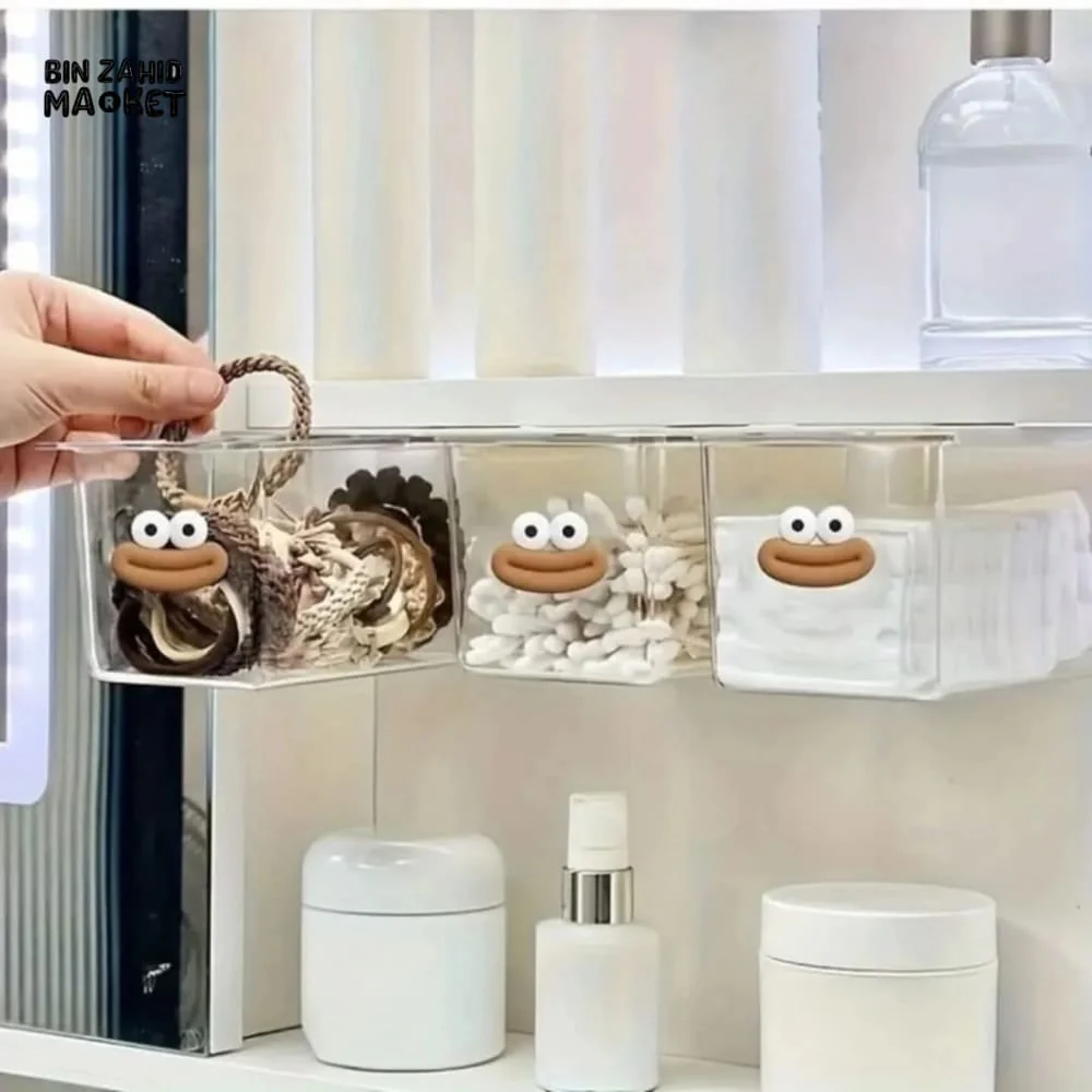 TRANSPARENT CARTOON MAKEUP COTTON STORAGE BOX WITH PULL-OUT SHELF - Image 8