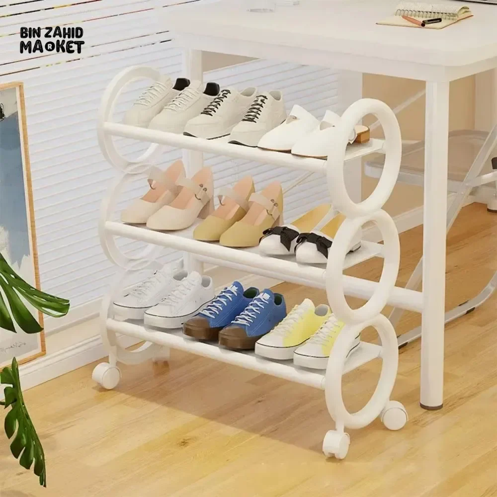 SPACE SAVING SHOE RACK 4 LAYERS– NAIL-FREE PORTABLE STORAGE CABINET | DUSTPROOF & RUST-PROOF ORGANIZER WITH ROLLERS FOR HOUSEHOLD USE - Image 3