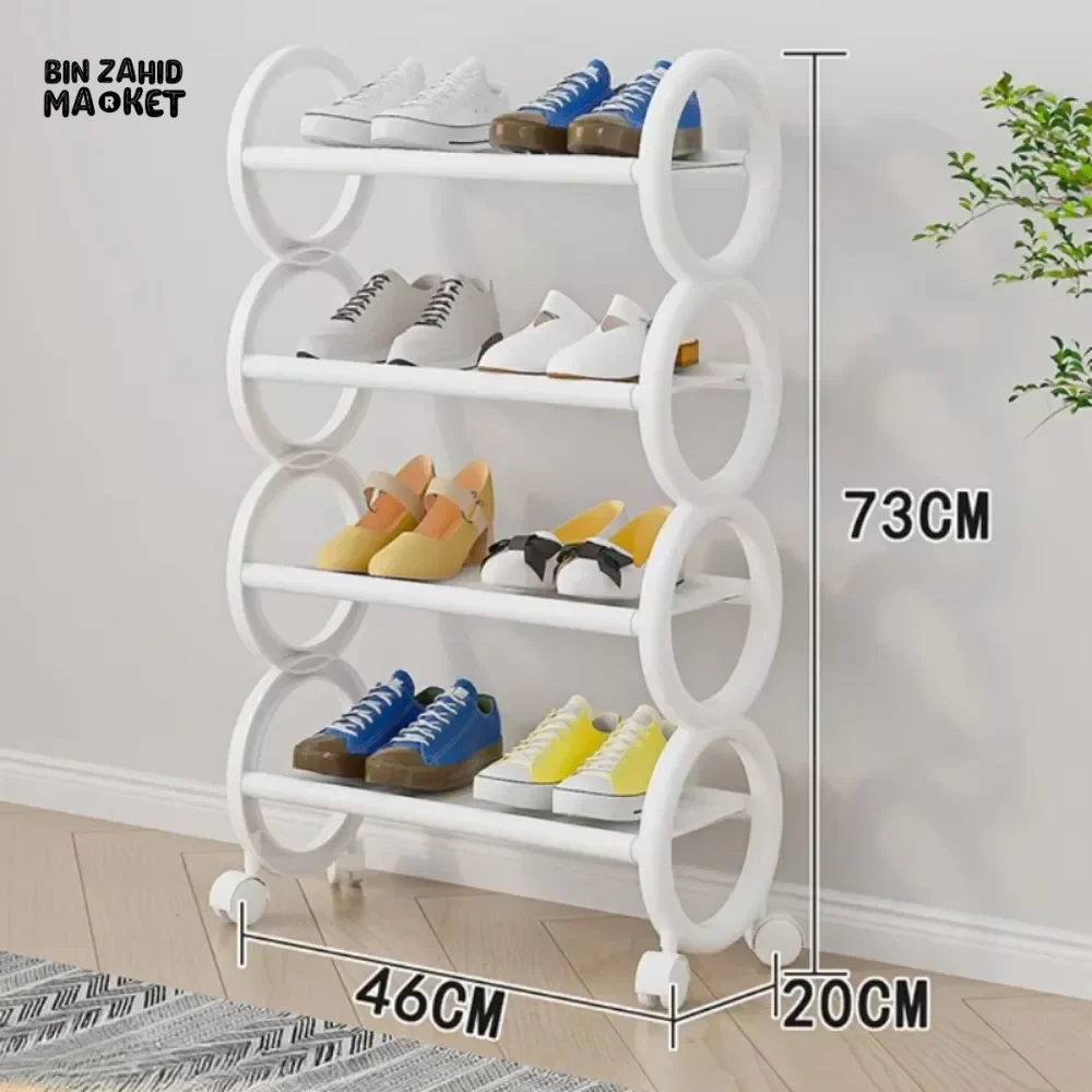 SPACE SAVING SHOE RACK 4 LAYERS– NAIL-FREE PORTABLE STORAGE CABINET | DUSTPROOF & RUST-PROOF ORGANIZER WITH ROLLERS FOR HOUSEHOLD USE - Image 7