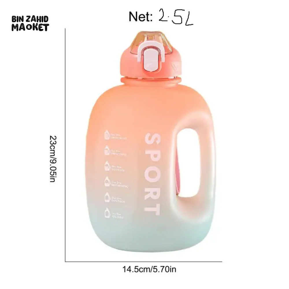 SPORT WATER BOTTLE | PORTABLE FITNESS PLASTIC CUP WITH STRAW LARGE CAPACITY OUTDOOR TRAVEL DRINKWARE BOTTLE - Image 13