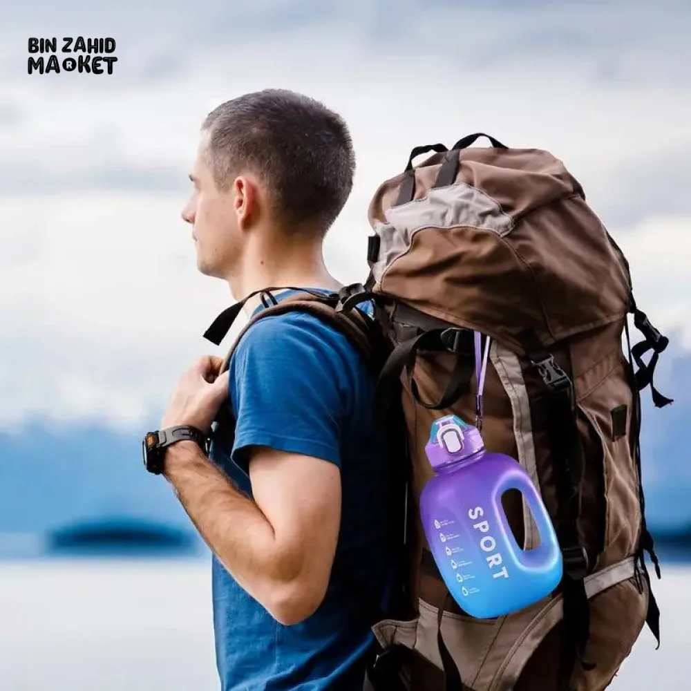 SPORT WATER BOTTLE | PORTABLE FITNESS PLASTIC CUP WITH STRAW LARGE CAPACITY OUTDOOR TRAVEL DRINKWARE BOTTLE - Image 4