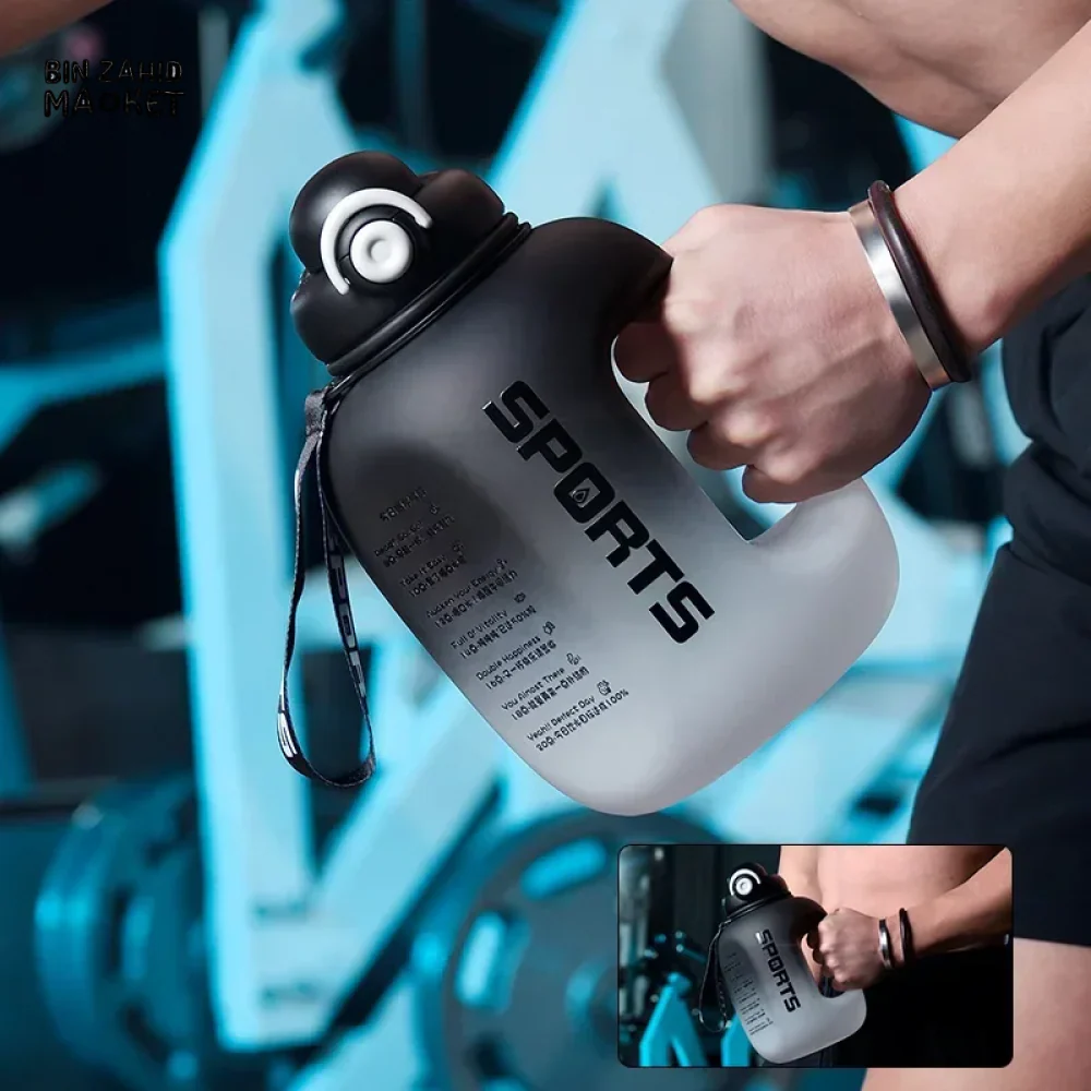 SPORT WATER BOTTLE | PORTABLE FITNESS PLASTIC CUP WITH STRAW LARGE CAPACITY OUTDOOR TRAVEL DRINKWARE BOTTLE - Image 9