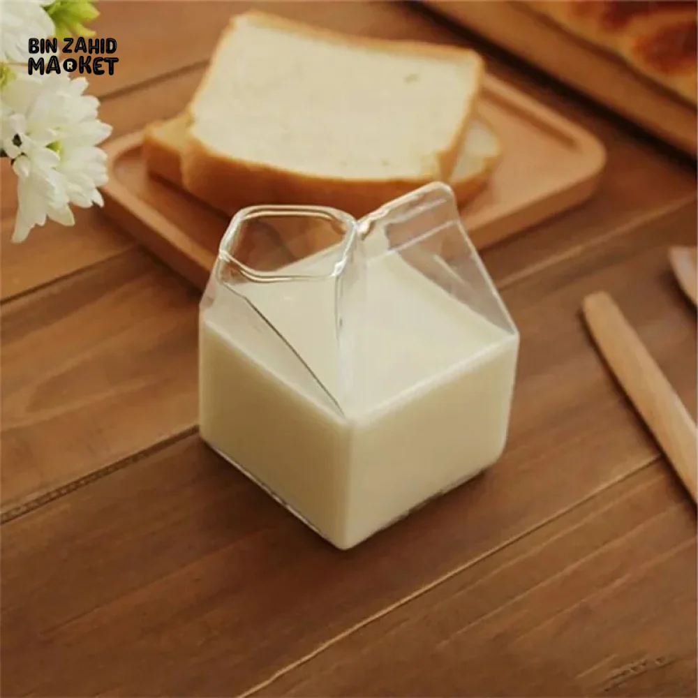 SQUARE GLASS MILK CUP – MICROWAVE-SAFE JAPANESE-STYLE KITCHEN TABLEWARE 300ML - Image 14