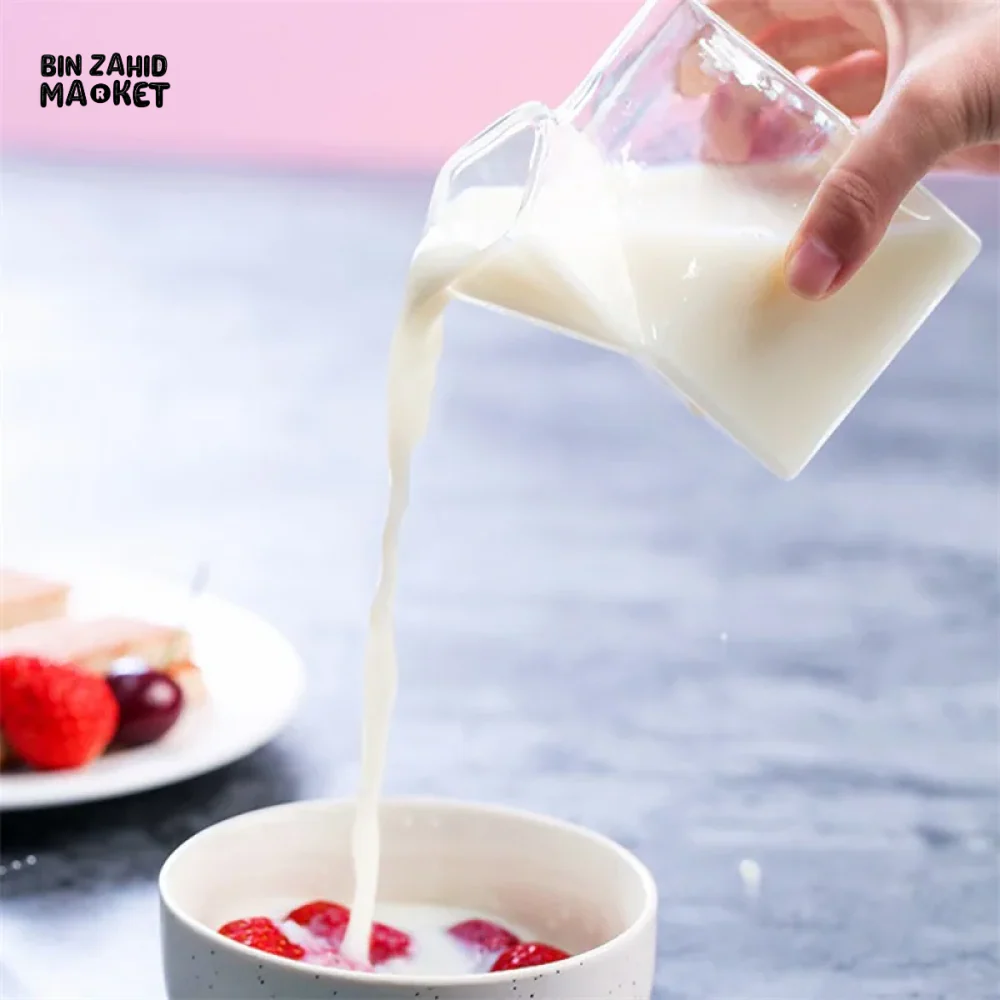 SQUARE GLASS MILK CUP – MICROWAVE-SAFE JAPANESE-STYLE KITCHEN TABLEWARE 300ML - Image 4