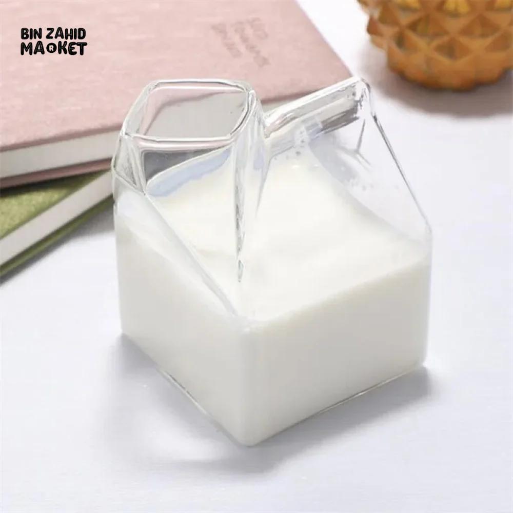 SQUARE GLASS MILK CUP – MICROWAVE-SAFE JAPANESE-STYLE KITCHEN TABLEWARE 300ML - Image 5
