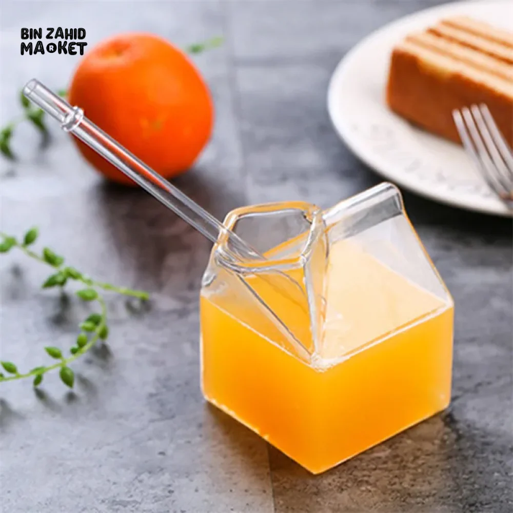 SQUARE GLASS MILK CUP – MICROWAVE-SAFE JAPANESE-STYLE KITCHEN TABLEWARE 300ML - Image 8