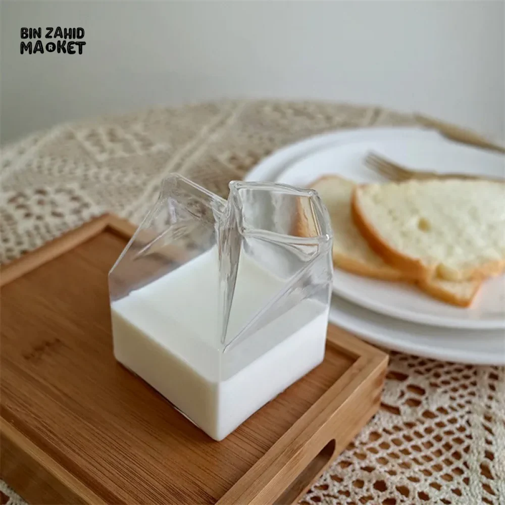 SQUARE GLASS MILK CUP – MICROWAVE-SAFE JAPANESE-STYLE KITCHEN TABLEWARE 300ML - Image 9