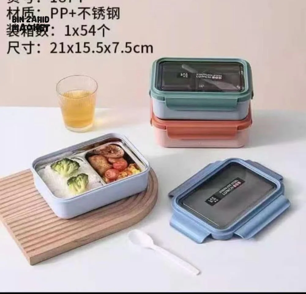 STACKABLE LUNCH BOX SET – STAINLESS DIVIDER TRAY ANTI-LEAK DESIGN - Image 2