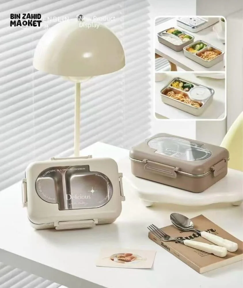 STAINLESS BENTO LUNCH BOX – DIVIDED TRAY PORTABLE & REUSABLE - Image 2