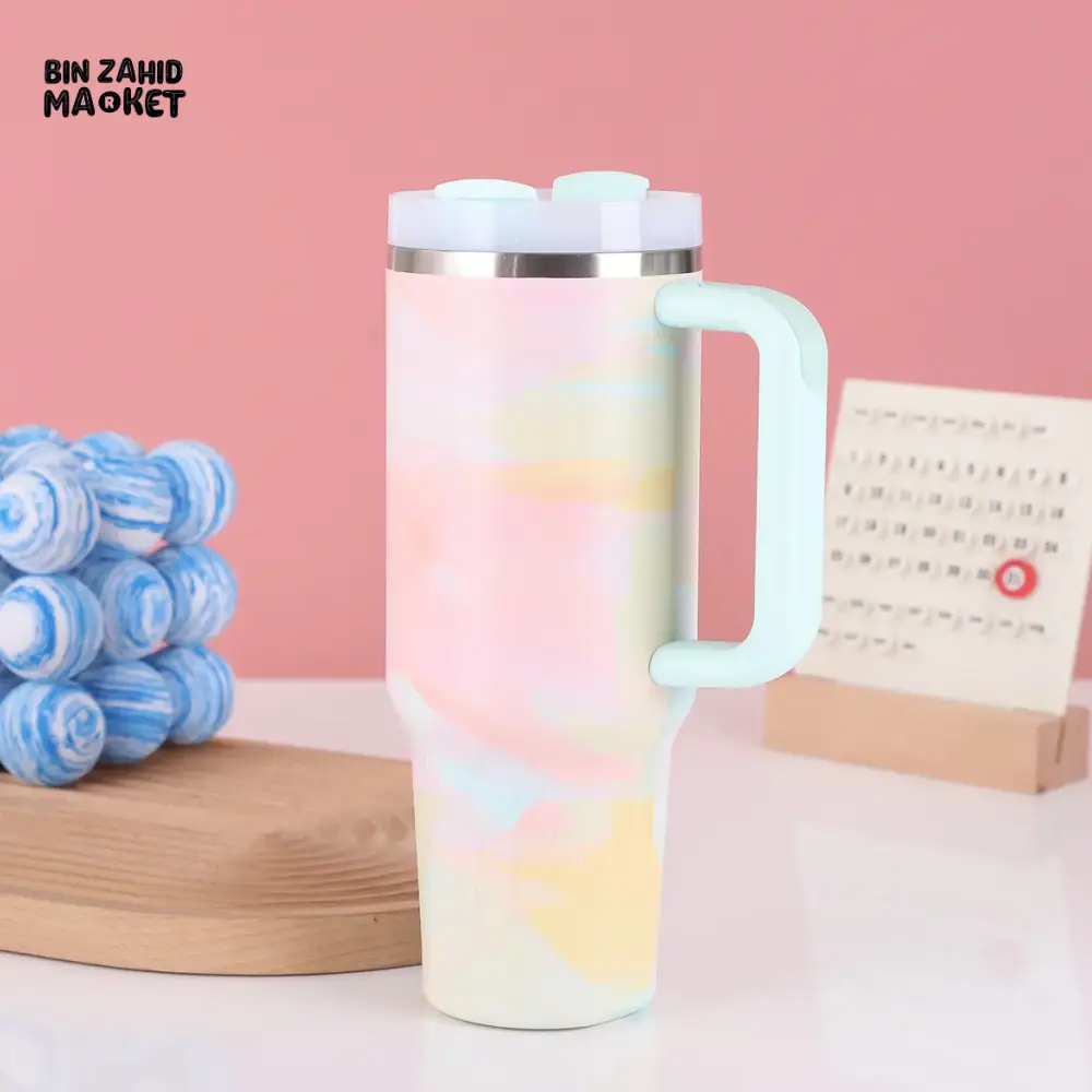 STAINLESS STEEL 304 40 0Z THERMOS CUP WITH HANDLE SECOND GENERATION PAINTED CAR CUP PORTABLE ICE CUP FOR OUTDOOR USE - CAMOUFLAGE POWDER