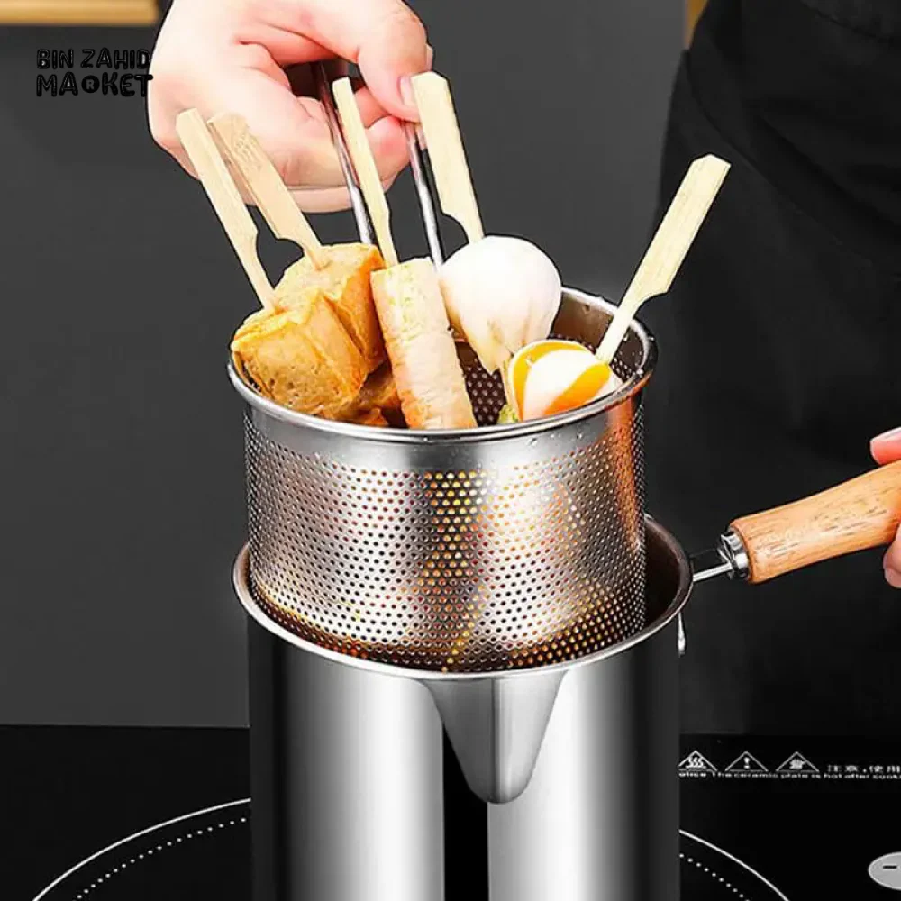 STAINLESS STEEL 304 DEEP FRYER POT – WITH BASKET & LID FOOD-GRADE MULTIFUNCTIONAL DESIGN - Image 5