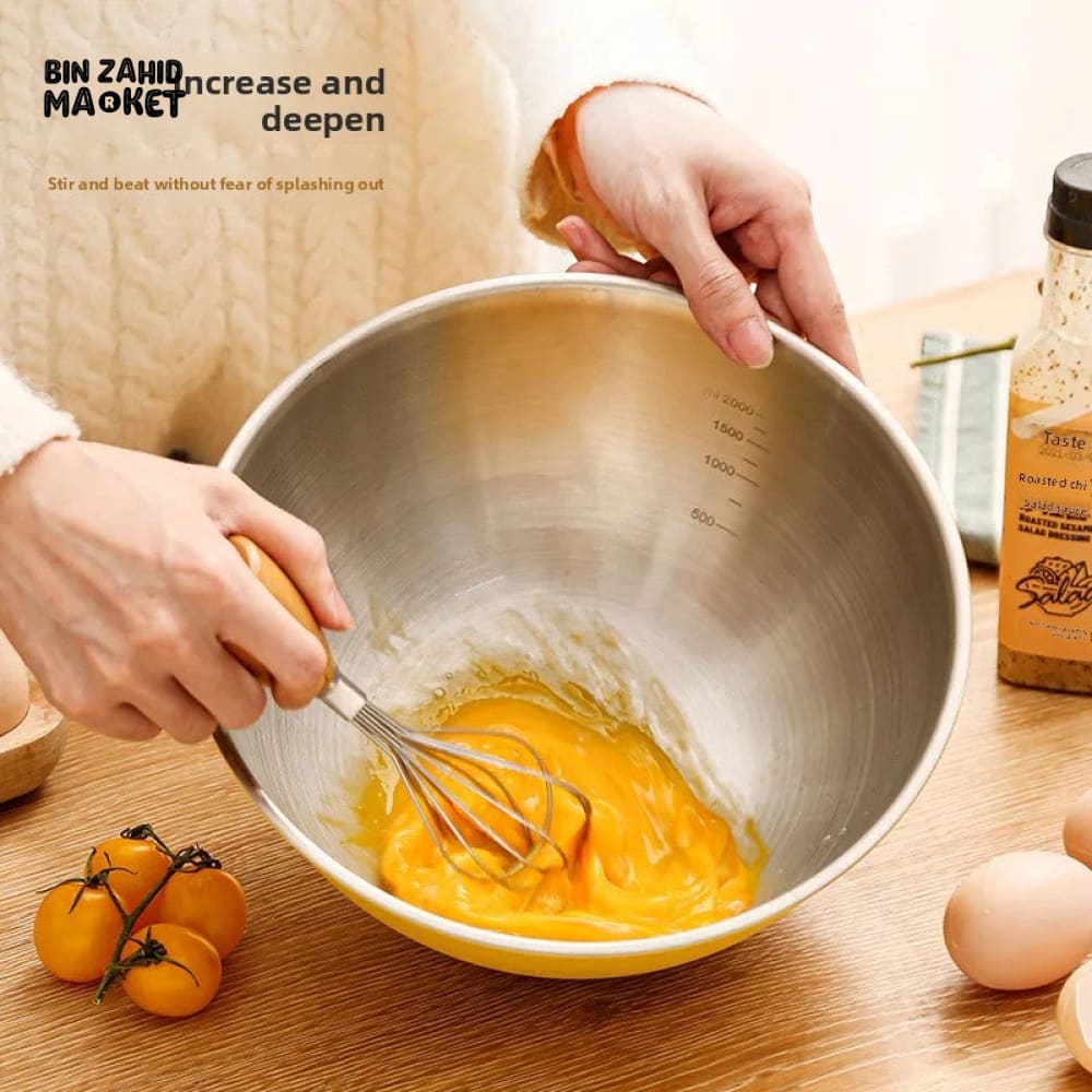 STAINLESS STEEL BAKING & MIXING BOWLS – FOOD-GRADE KITCHEN SET WITH SCALE MARKINGS KOREAN INS STYLE SALAD & EGG BEATING BOWLS FOR HOME USE - Image 4