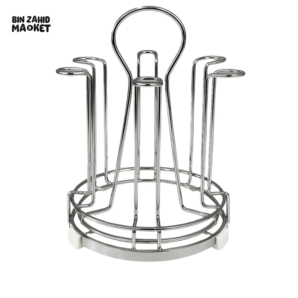STAINLESS STEEL BATHROOM ORGANIZER RACK MULTIPURPOSE CUP & TUMBLER HOLDER STAND SPACE-SAVING DRYING SHELF - Image 2