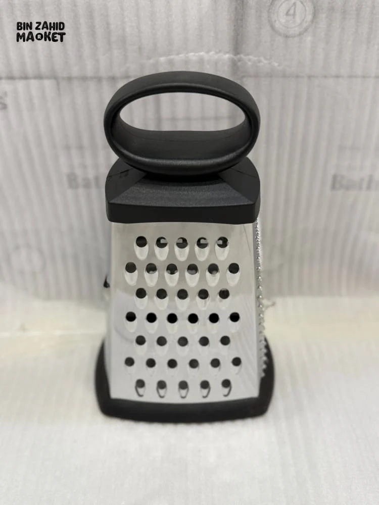 STAINLESS STEEL BOX GRATER WITH OVAL HANDLE – 4-SIDED KITCHEN SHREDDER NON-SLIP BASE - Image 2