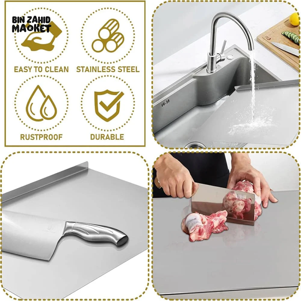 STAINLESS STEEL CHOPPING BOARD DOUBLE PANEL KITCHENWARE - 40CMX50CM - Image 5