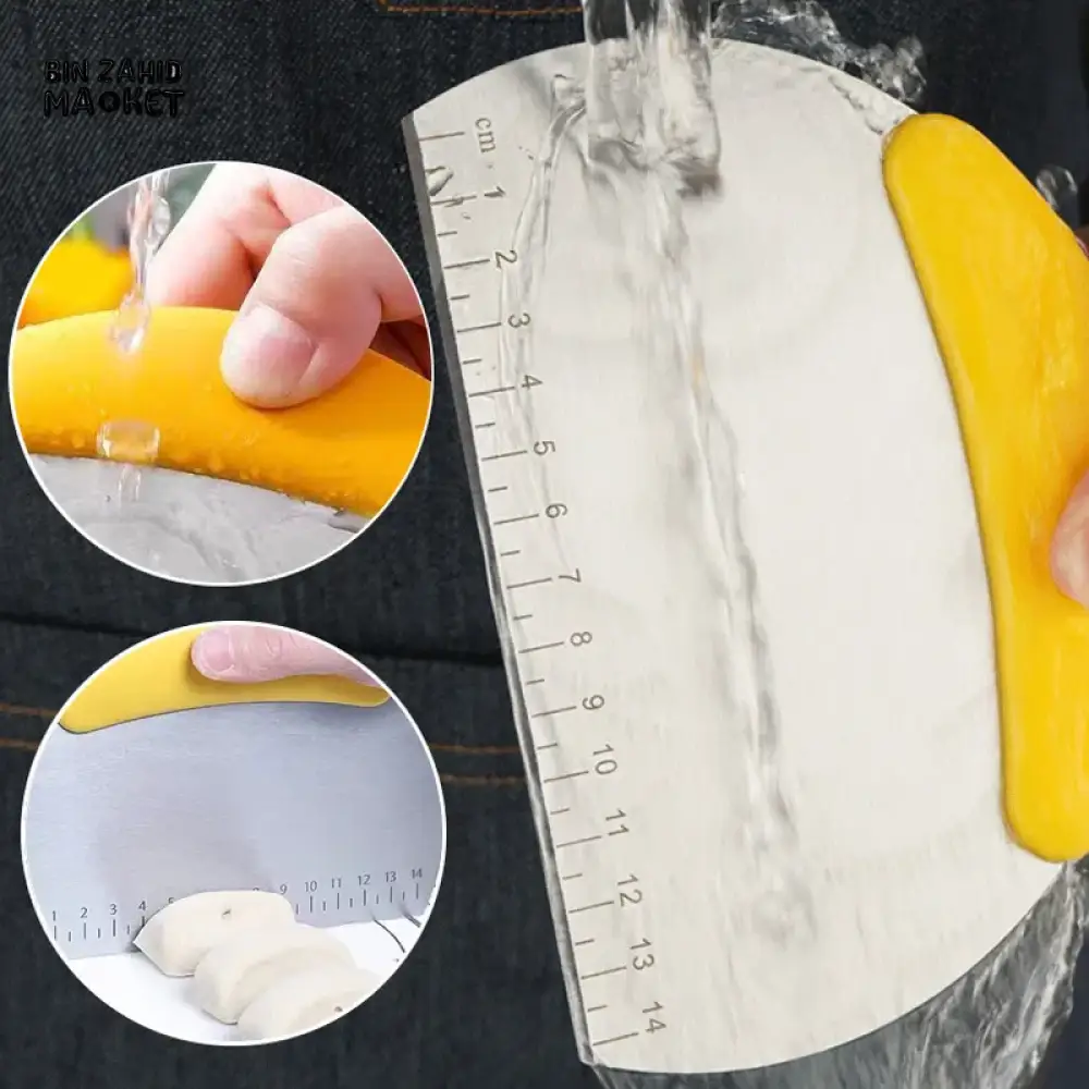STAINLESS STEEL DOUGH SCRAPER WITH NON-SLIP HANDLE – MULTIPURPOSE PASTRY CUTTER & DOUGH DIVIDER 15X12CM - Image 3