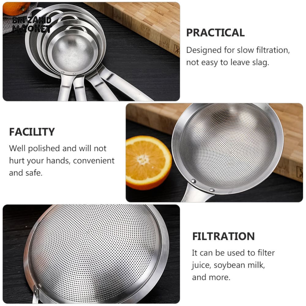 STAINLESS STEEL FINE MESH SIEVE SPOON – KITCHEN OIL & SOUP STRAINER - Image 5