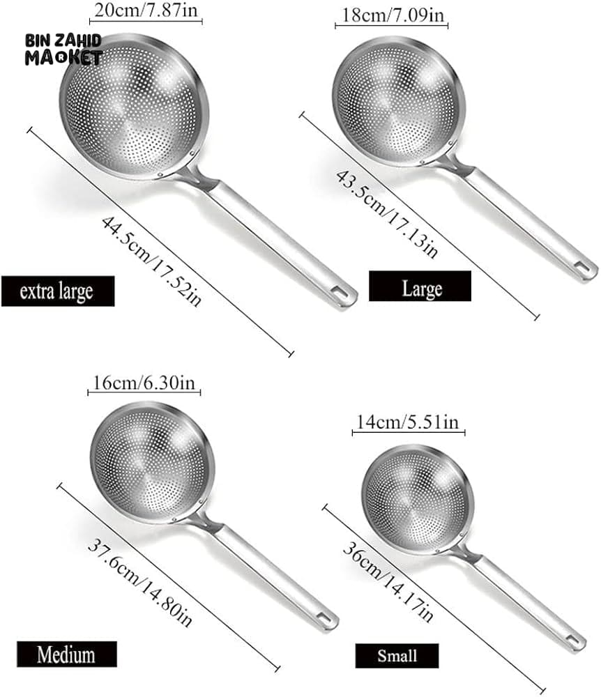 STAINLESS STEEL FINE MESH SIEVE SPOON – KITCHEN OIL & SOUP STRAINER - Image 6