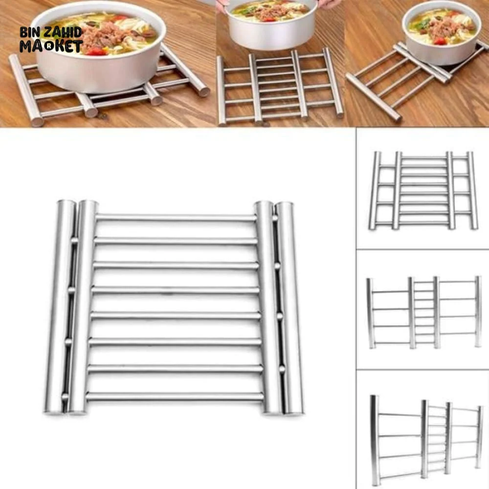 STAINLESS STEEL FOLDABLE HOT POT STAND – HEAT RESISTANT KITCHEN UTENSIL RACK FOR COOKWARE - Image 3