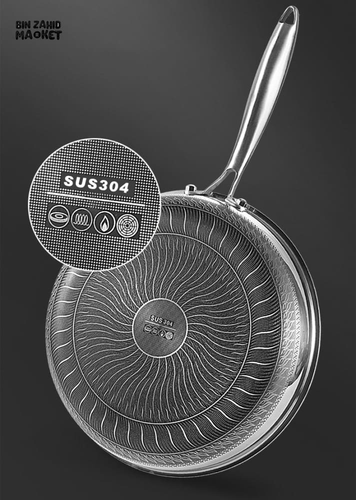 STAINLESS STEEL HONEY-COMB LASER COATED FRYING PAN WITH HEAVY BASE - Image 10