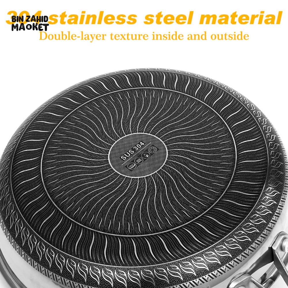 STAINLESS STEEL HONEY-COMB LASER COATED FRYING PAN WITH HEAVY BASE - Image 3