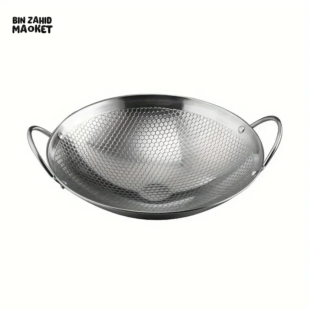 STAINLESS STEEL HONEYCOMB SKILLET – NON-STICK SCRATCH-RESISTANT FRYING PAN WITH HANDLE FOR PASTA STEAK & RAMEN - 29 CM - Image 5