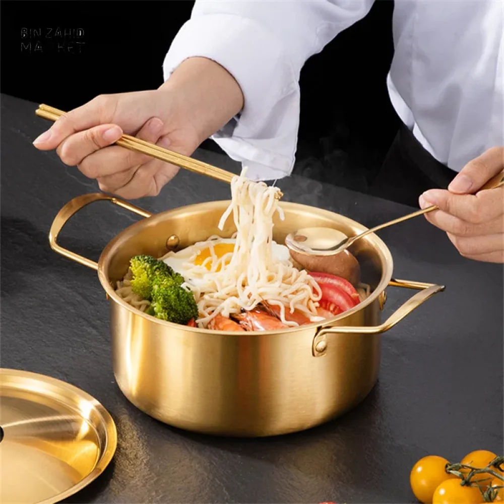 STAINLESS STEEL INSTANT NOODLE POT WITH LID NON-STICK SOUP SAUCEPAN COOKWARE - Image 7
