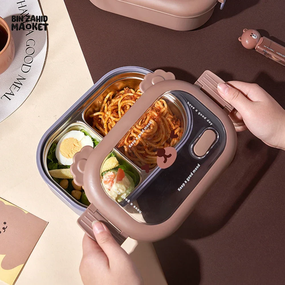 STAINLESS STEEL LUNCH BOX – MICROWAVABLE FOOD STORAGE PORTABLE THERMOS WITH DIVIDERS PERFECT FOR ADULTS & KIDS IDEAL FOR SCHOOL OFFICE & TRAVEL - Image 5