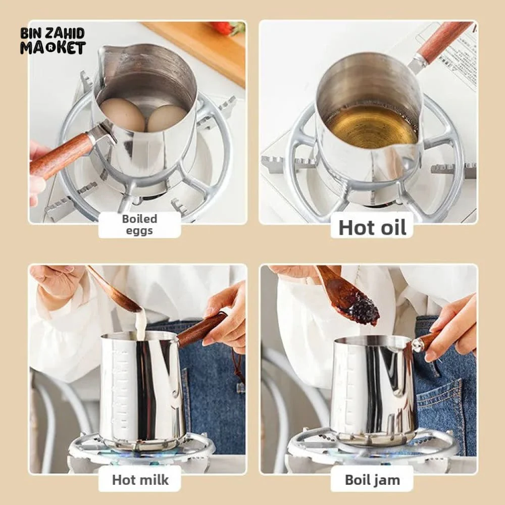 STAINLESS STEEL MILK SAUCEPAN 304  – ANTI-OVERFLOW EDGE INTERNAL SCALE - Image 4
