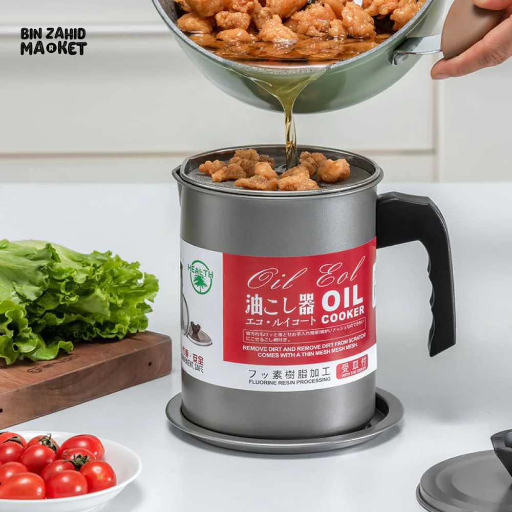 STAINLESS STEEL OIL FILTER POT – LARGE CAPACITY GREASE SEPARATOR WITH LID - 1.4 L - Image 3