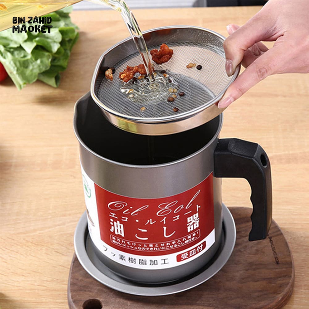 STAINLESS STEEL OIL FILTER POT – LARGE CAPACITY GREASE SEPARATOR WITH LID - 1.4 L - Image 4