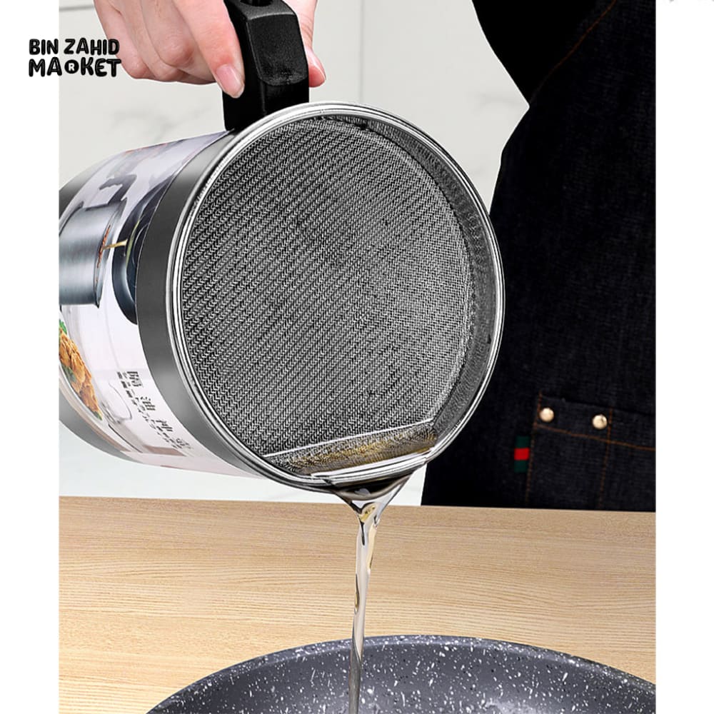 STAINLESS STEEL OIL FILTER POT – LARGE CAPACITY GREASE SEPARATOR WITH LID - 1.4 L - Image 5