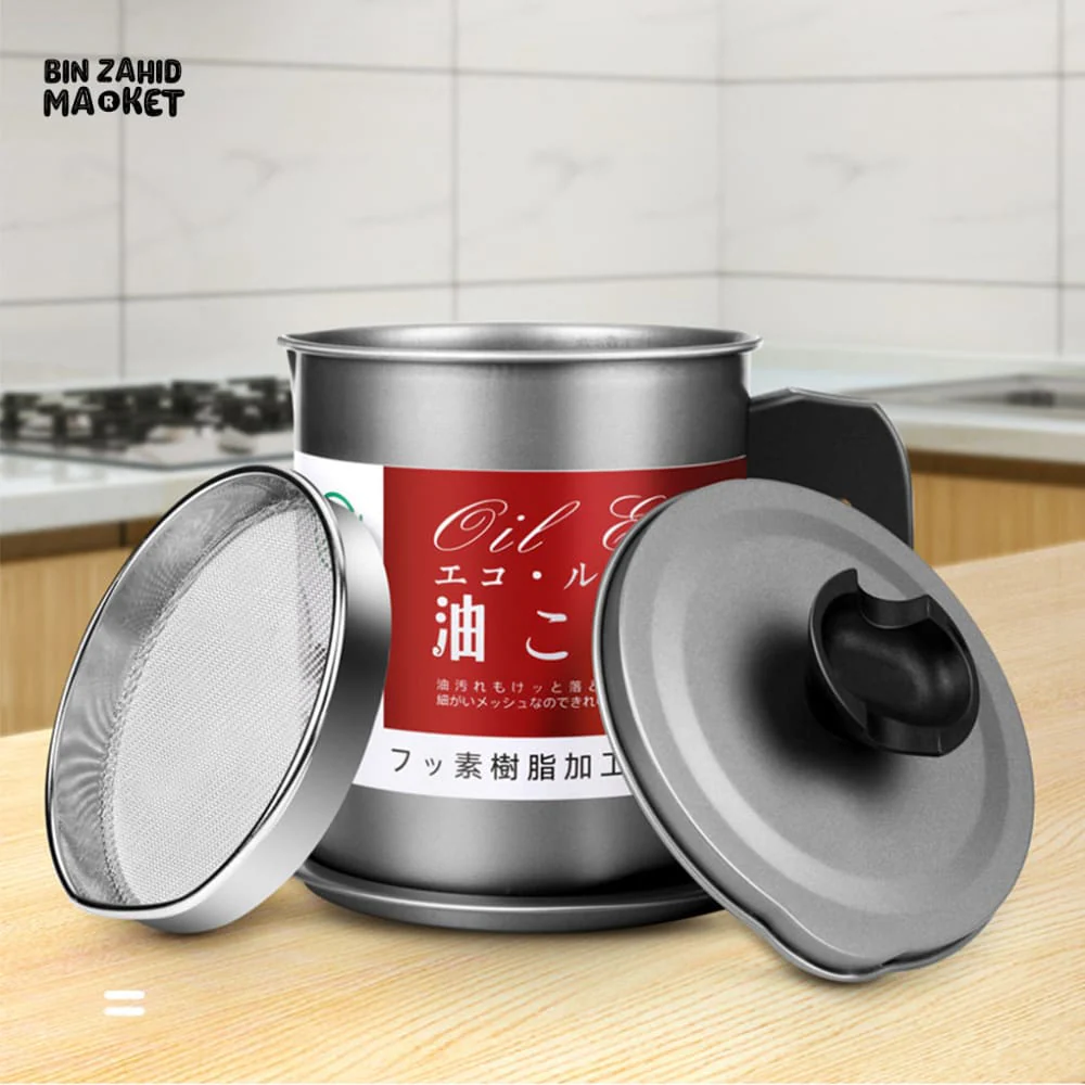 STAINLESS STEEL OIL FILTER POT – LARGE CAPACITY GREASE SEPARATOR WITH LID - 1.4 L - Image 6