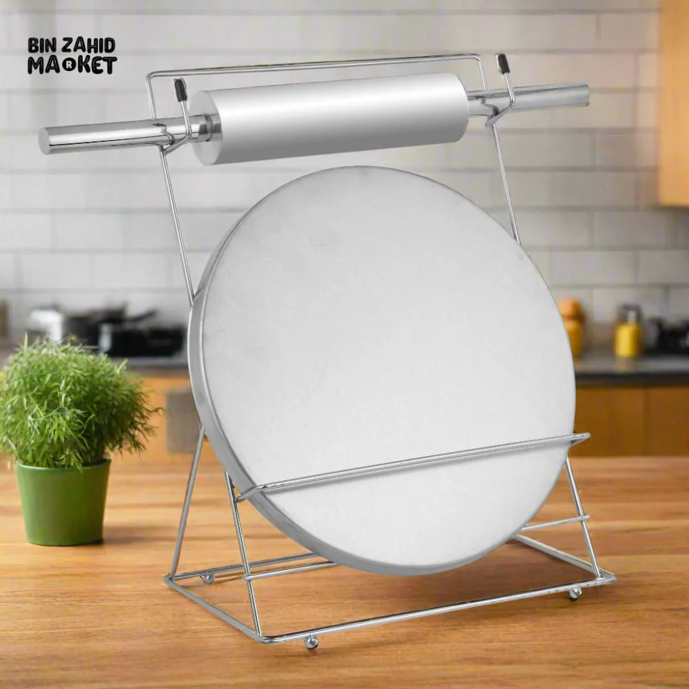 STAINLESS STEEL ROLLING PIN & BOARD SET -  ROD FRAME